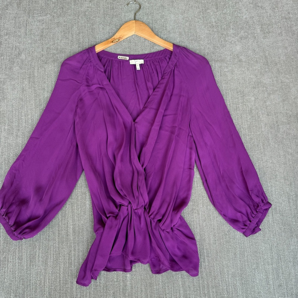 Joie Peplum Top Womens Small Purple Silk Surplice Crossover Boho Chic Date Night